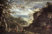 ROSA, Salvator, River Landscape with Apollo and the Cumean Sibyl  gq